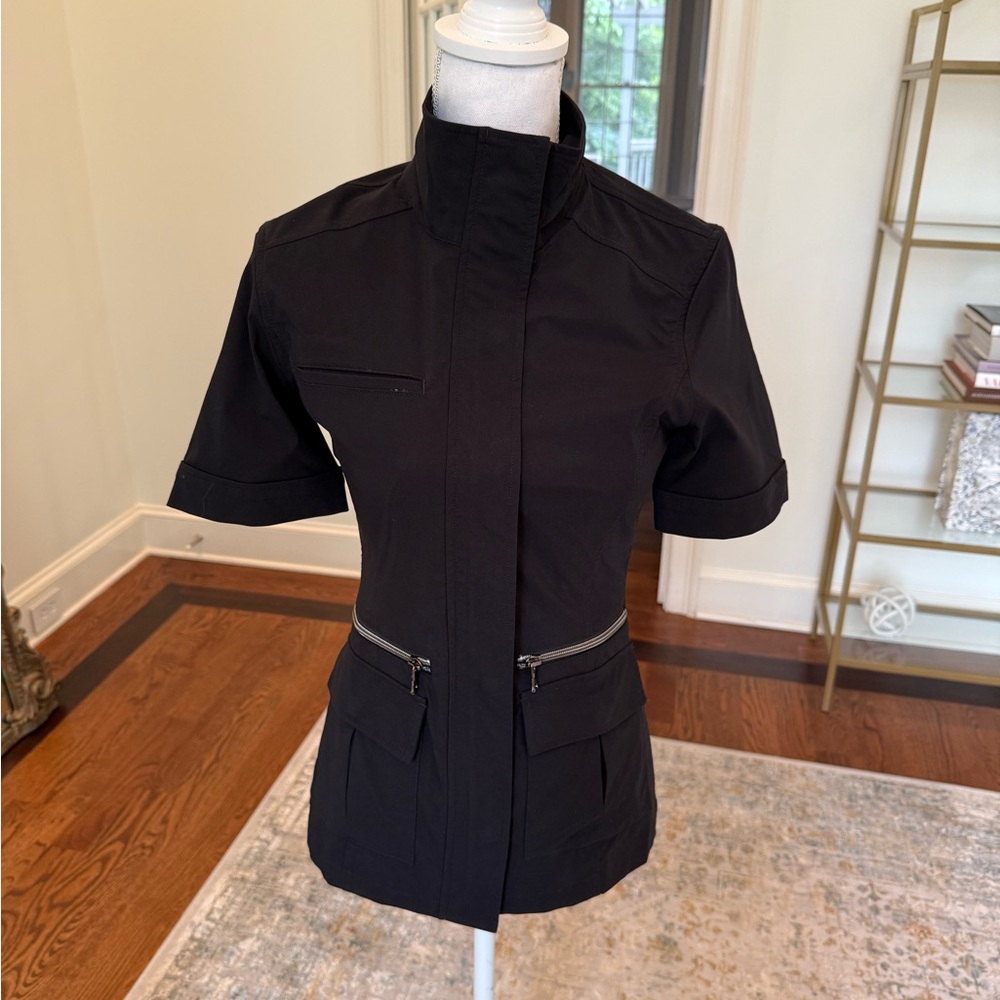 Anatomie Black Utility Jacket with Mandarin Collar